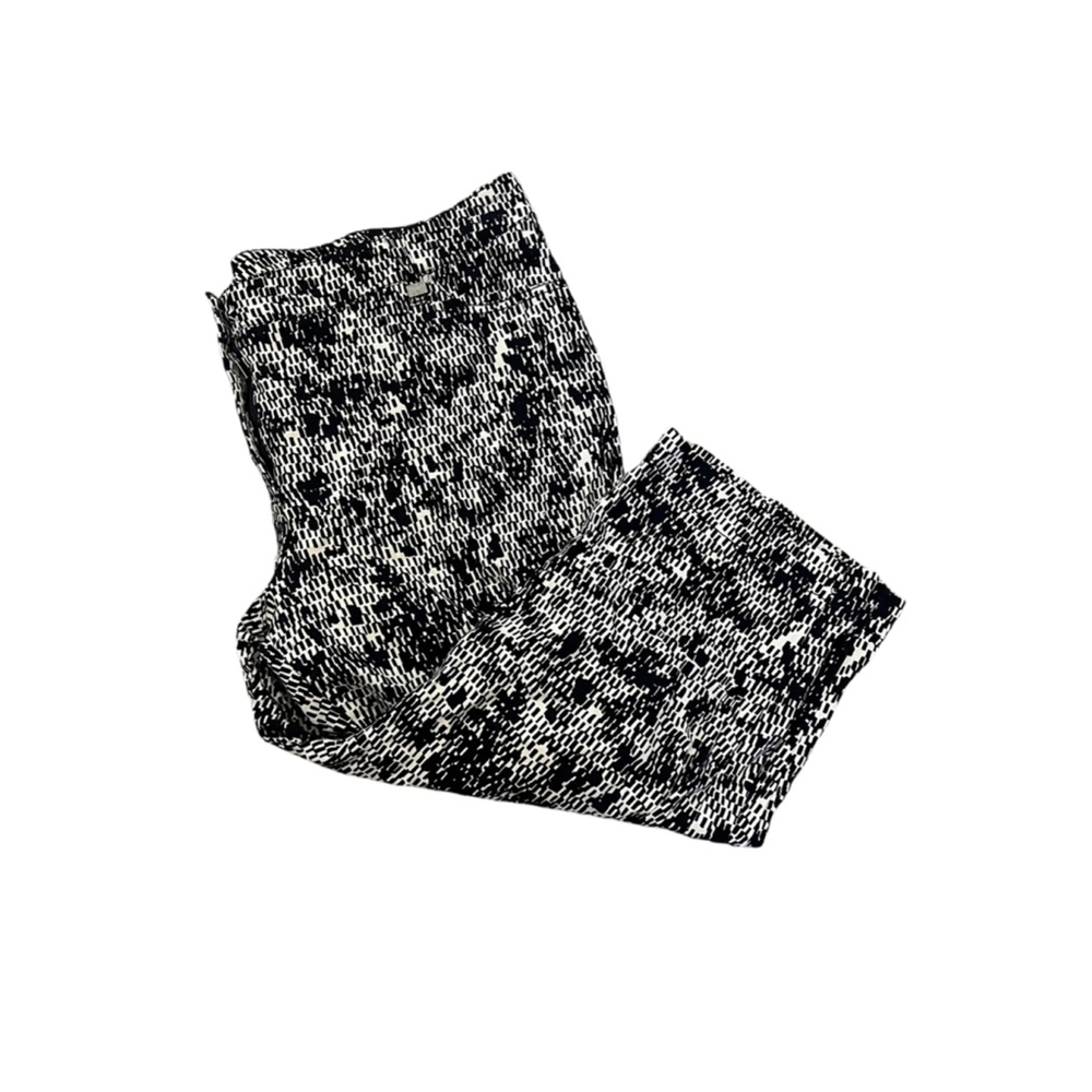 Tan Jay Petite Black & White Printed Cropped Mid Rise Dress Pant Trouser 18p